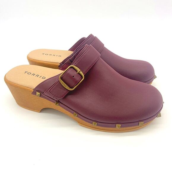 Torrid Burgundy Studded Mini Clog Women's Shoes Size 9 Wide Width - Picture 3 of 9